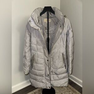 Michael Kors Shimmering Silver Puffer Jacket